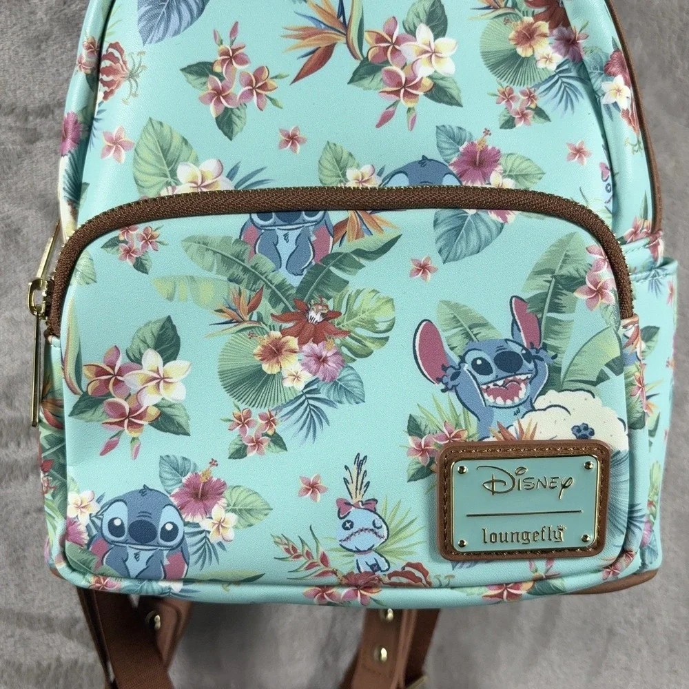 Loungefly Disney Lilo & Stitch Tropical Floral Mini Backpack Bag AOP